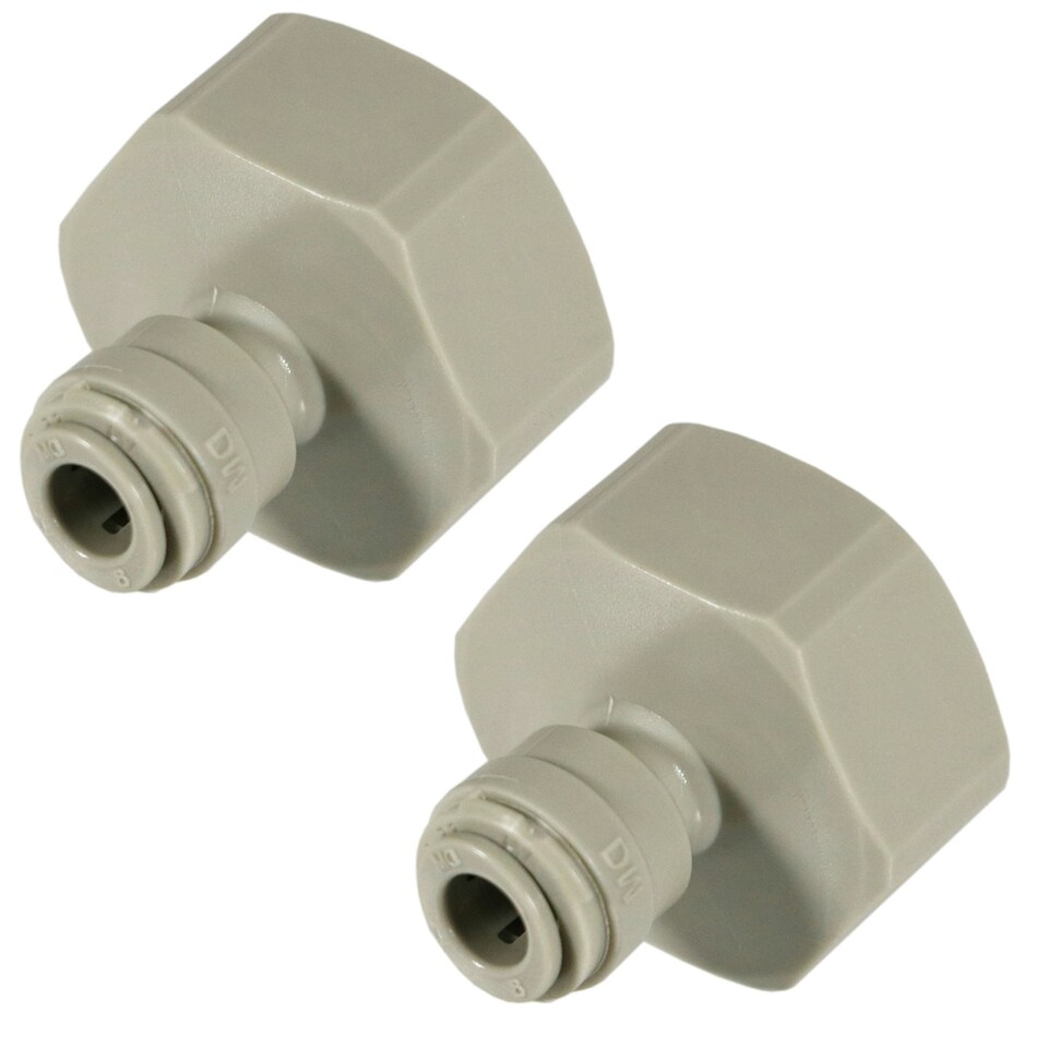 image 1 of SPARES2GO Female Adaptor 1/4" Push Fit x 3/4" BSP for American Fridge Freezer Water Pipe (Pack of 2)