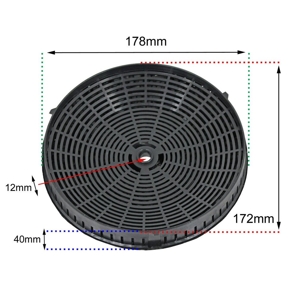 image 1 of SPARES2GO Type 57 Round Carbon Filter compatible with Hotpoint HXQVC8ATK Cooker Hood Vent Extractor (Pack of 2)