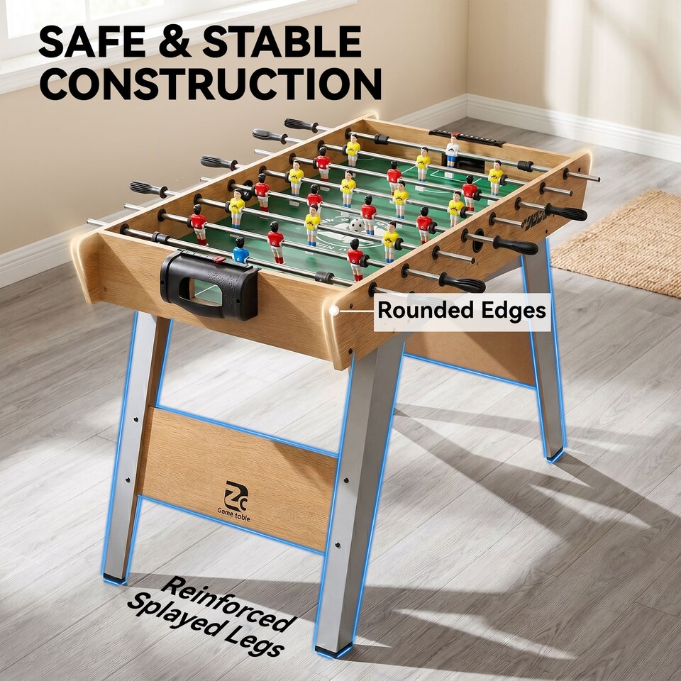 image 1 of SPORTNOW 4ft Table Football, Foosball Table Game for Adults, Natural Wood