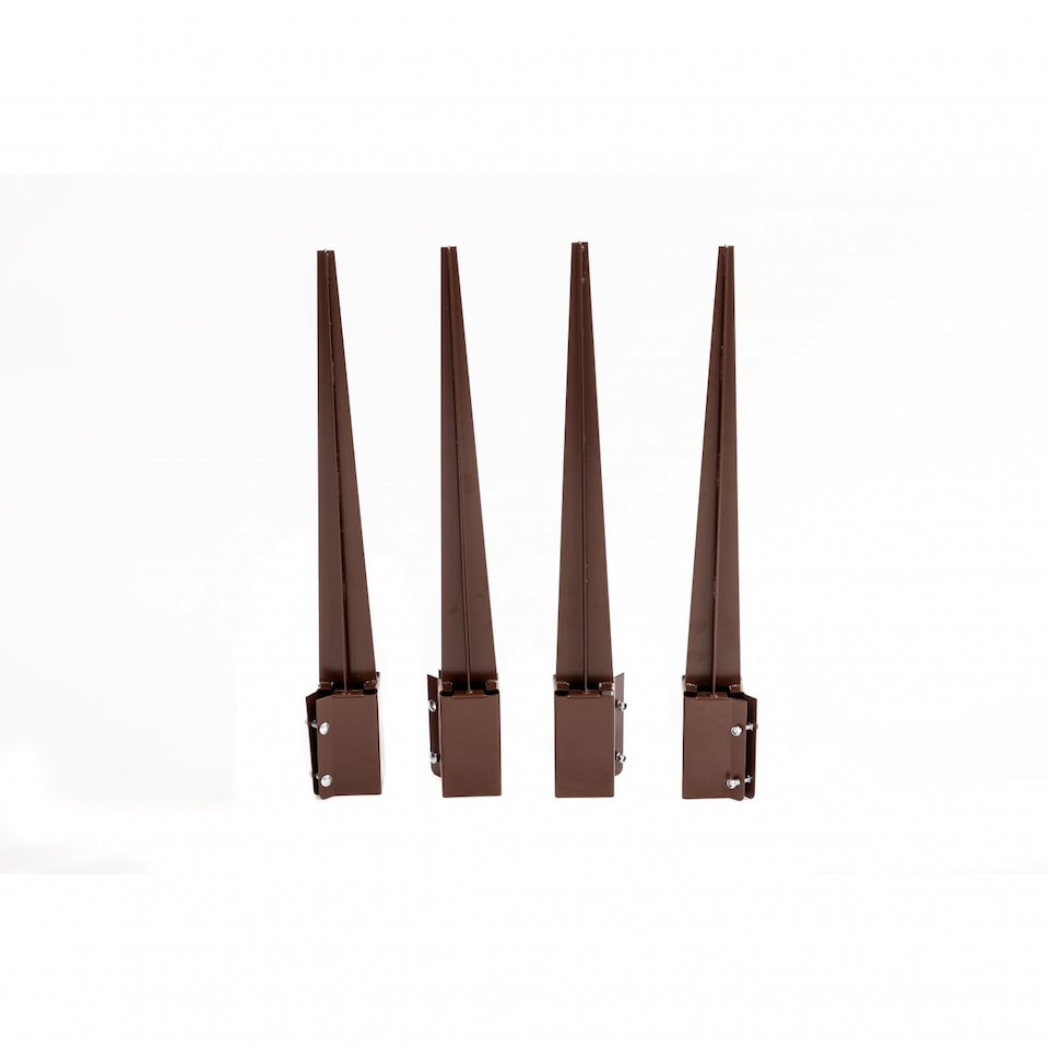 image 1 of 4x Heavy Duty Drive Down Fence Post Anchor Spike Grip Holder - 75 x 750mm | Brown | 4