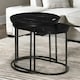 image 7 of 2PC Nesting Tables With Faux Marble Tabletop Black Black