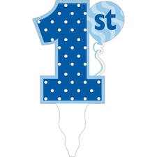 Creative Converting 1st Birthday Cake Topper - Blue/White - One Size