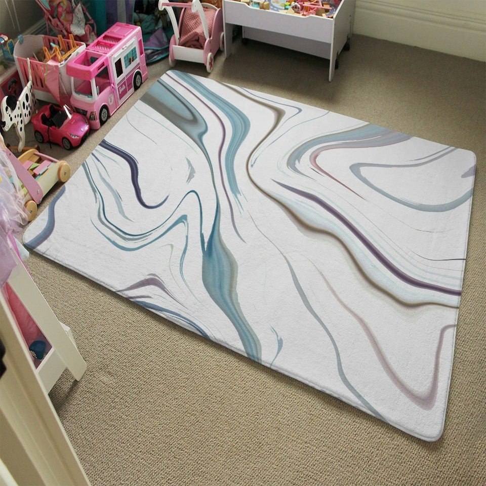 image 1 of Blue Rippled Marble (Rug) Blue | Medium: 80x150cm