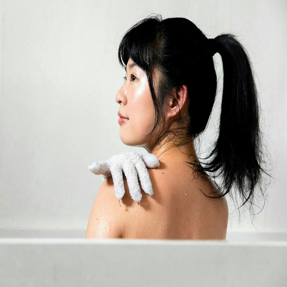 image 1 of Cleanlogic Sustainable Exfoliating Stretch Bath/Shower Gloves Contains 3 Pairs