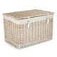 image 5 of 60cm White Wash Chest Wicker Picnic Basket with Cotton Lining Grey | Grey | One Size