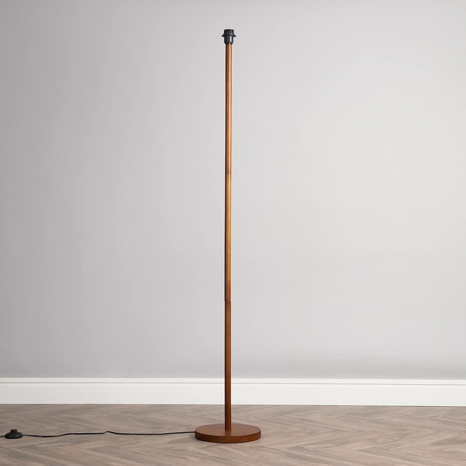 image 1 of ValueLights Modern Dark Wood Floor Lamp Base | Brown