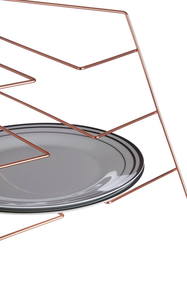 image 1 of Rowan Copper Plated Corner Plate Rack | Gold