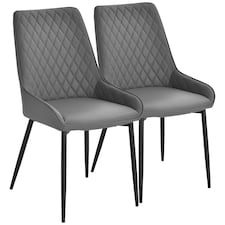 HOMCOM Set Of 2 Quilted PU Leather Dining Chairs 4 Legs Grey