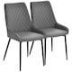 image 1 of HOMCOM Set Of 2 Quilted PU Leather Dining Chairs 4 Legs Grey