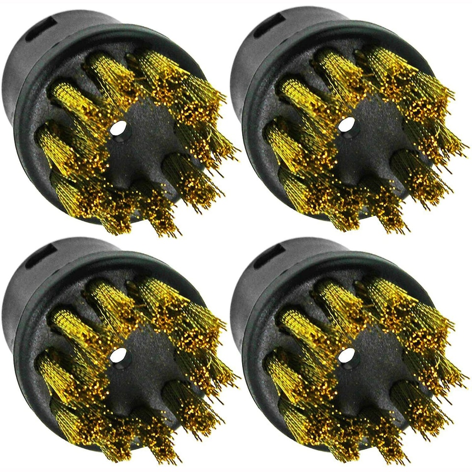 image 1 of SPARES2GO Brass Wire Brush Nozzles compatible with Karcher Steam Cleaner (Pack of 4)