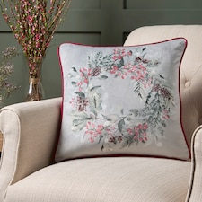 D & D Winter Sprigs Filled Cushion Green