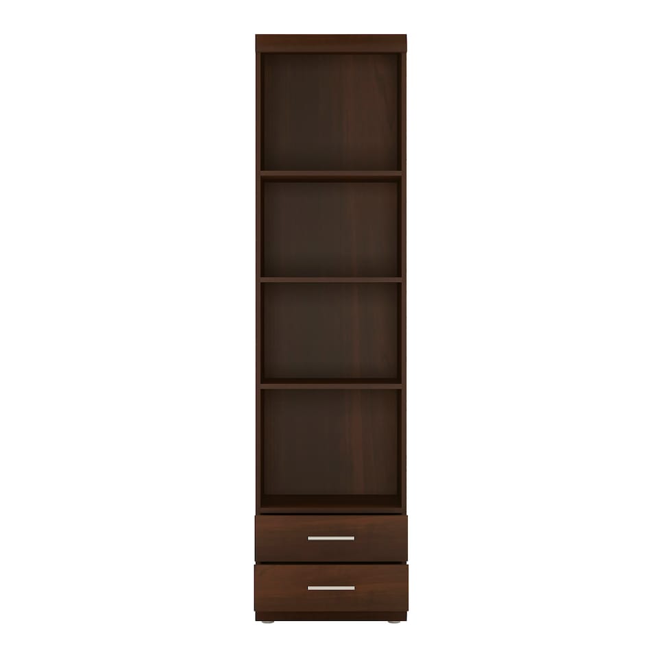 image 1 of Imperial Tall 2 Drawer Narrow Cabinet with Open Shelving in Dark Mahogany Melamine