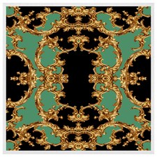 Black & green baroque (Picutre Frame) White | XL