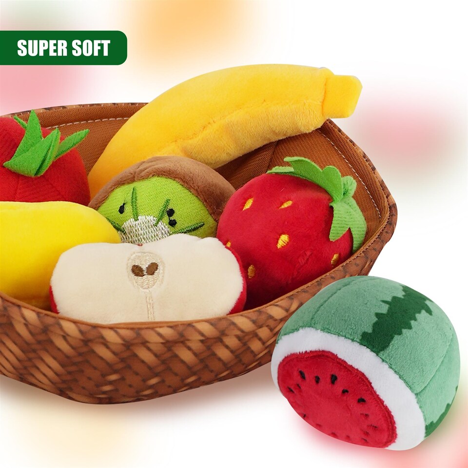 image 1 of The Magic Toy Shop Fabric Fruit Basket Toy Set Role Play Educational Toys for Toddlers