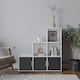 image 2 of 6-Cube Step Shelving Unit With Metal Handle Doors | White | White & Black | 1
