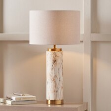 Cylinder Natural Stone Effect Ceramic Tall Table Lamp | Brown | Natural | 1
