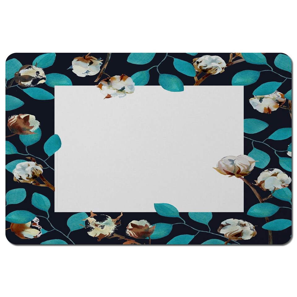 image 1 of Watercolour Blue Leaf Frame (Placemat)