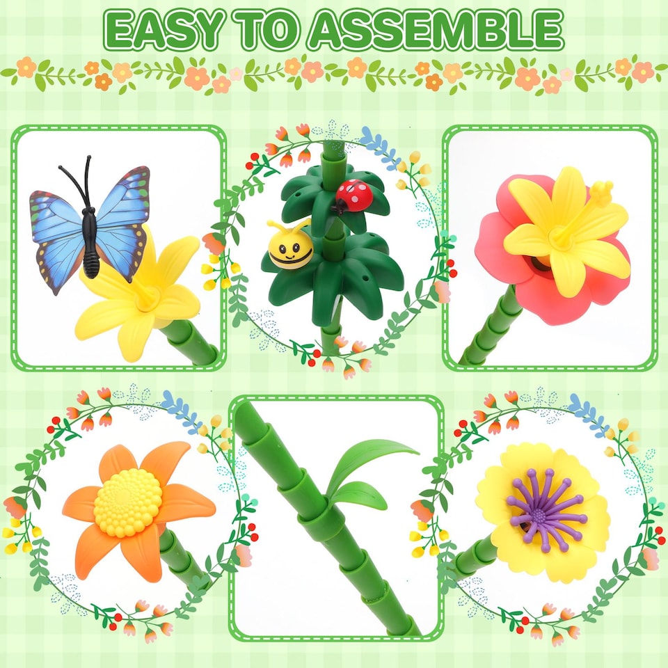 image 1 of 191 PCS Flower Garden Building Toys for Girls STEM DIY Construction Playset for Kids