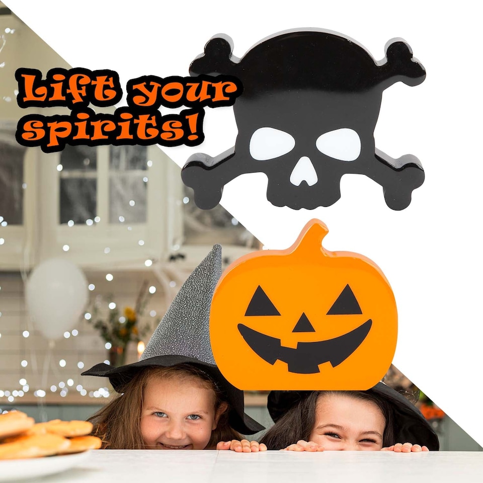 image 1 of PMS Halloween Pumpkin & Skull Crossbones Decorations, 2-Pack