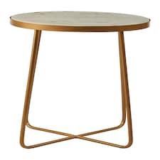 Shalimar Round Marble top Side Table With Cross Base Gold