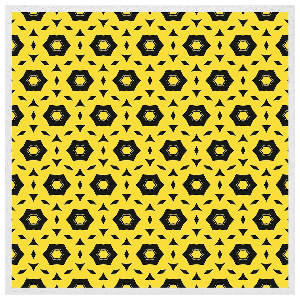 image 1 of Yellow & black geometric pattern (Picture Frame) White | S