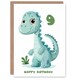 image 1 of Cute Dinosaur Cartoon Girl Age 9 Year Old Child Kids 9th Birthday Card