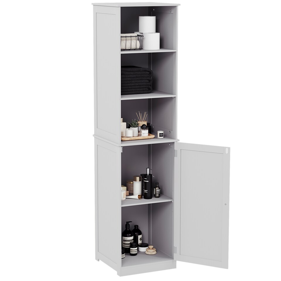 image 1 of Bath Vida Priano 1 Door 2 Shelf Tall Bathroom Cabient, White