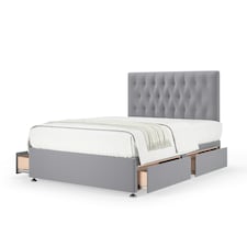 Memory Maestro Memory Foam Silver Plush Velvet 4 Drawer Divan Set And Lona Headboard Small Double