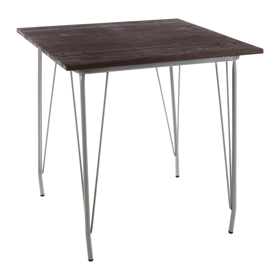 image 1 of Interiors by Premier Grey Metal and Elm Wood Table, Large Square Table, Outdoor Dining Table for Lawn, Patio