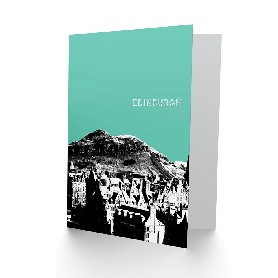 image 1 of Arthur's Seat Edinburgh Scottish Landmark Teal Scottish Scotland Card