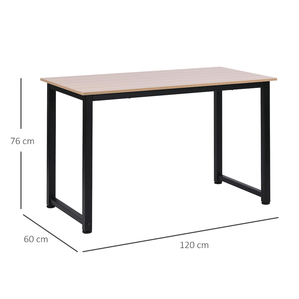 image 1 of HOMCOM Computer Desk Dining Table Writing Table with Metal Frame, Black