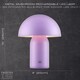 image 7 of Modern Rechargeable Mushroom Table Lamp in Mat Lilac with Touch Dimmer Button | Purple