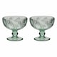image 2 of Set of 2 Laurier Green Spring Summer Embossed Leaf Footed Bowls Wedding Decorations Ideas 320ml | Green | Green | Medium | 2