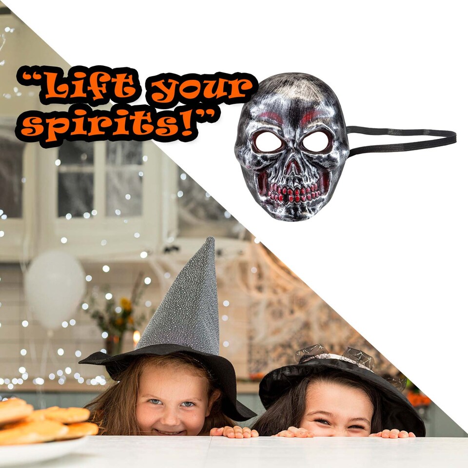 image 1 of vfm-estore Silver Skull Mask for Halloween Parties, Trick-or-Treat Costume Accessory