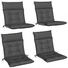 Outsunny Garden Chair Cushions Set of 4, Waterproof Seat Pads | Grey | Dark Grey | 111.5L x 53W x 10D cm