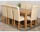 image 2 of Oslo 180 x 90 cm Large Oak Dining Table and 8 Washington Leather Chairs | Cream | Cream