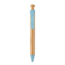 MidOcean Toyama Bamboo & Wheat Straw Ballpoint Pen - Blue - 14cm x 1.2cm