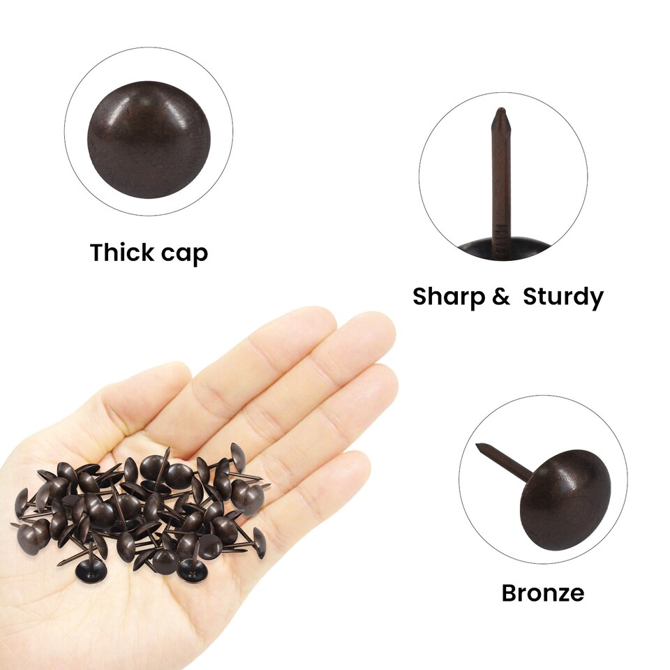 image 1 of 15mm x 9mm Upholstery Nail Tacks Studs Furniture Tacks Push Pins - 10pcs