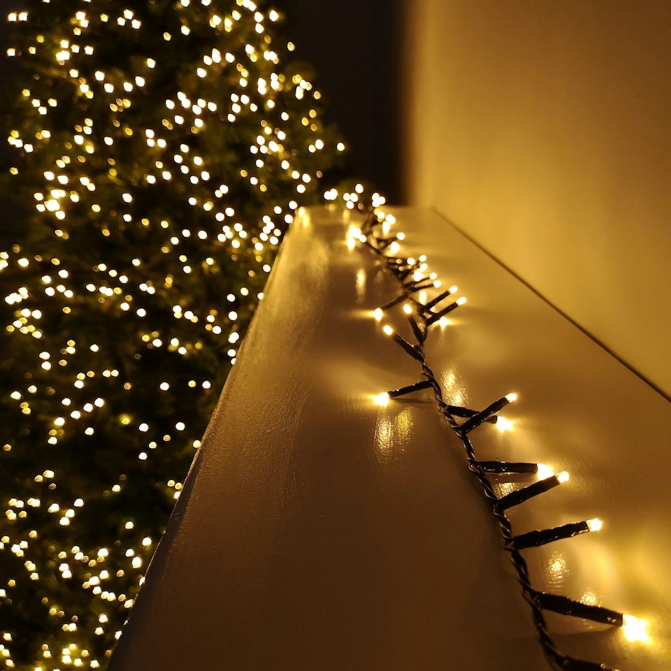 image 1 of 1500 LED 37.5m Indoor Outdoor Christmas Multi Function Mains Operated String Lights with Timer in Vintage Gold