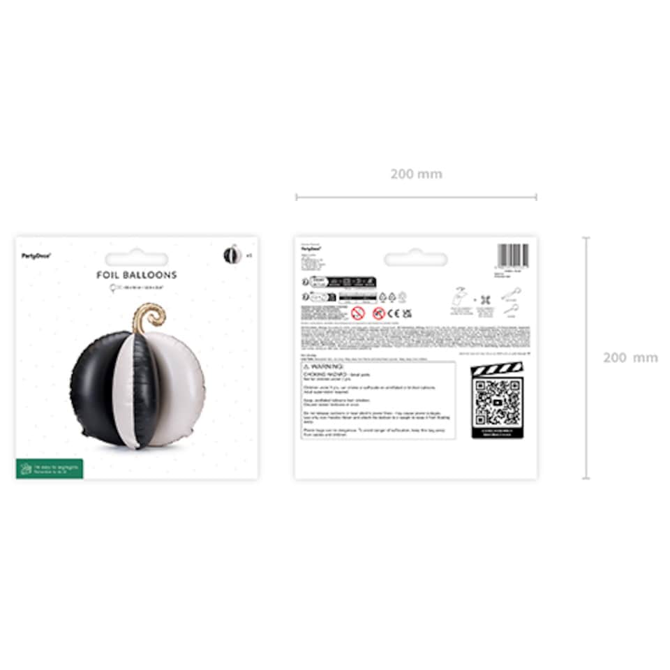 image 1 of Black & White Pumpkin Halloween 3D Standing Shaped Air Fill Foil Balloon 58cm / 23 in