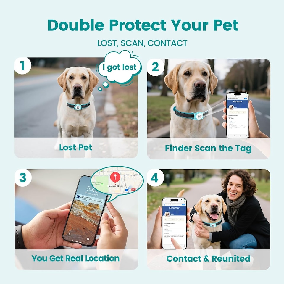 image 1 of AirTag Dog Collar Holder & Free App Pet Tracker Smart QR ID