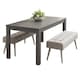 image 1 of Dining Table and  2 Velvet Benches Wood Table Dining Set Furniture