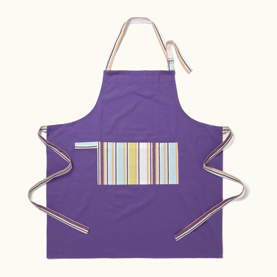 image 1 of Homescapes Osaka Purple Stripe Cotton Apron