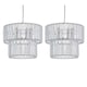 image 1 of Set of 2 Clint - Clear Acrylic Two Tier Easy Fit Pendant Shades | Clear | Clear acrylic with polished chrome plate detail | 2