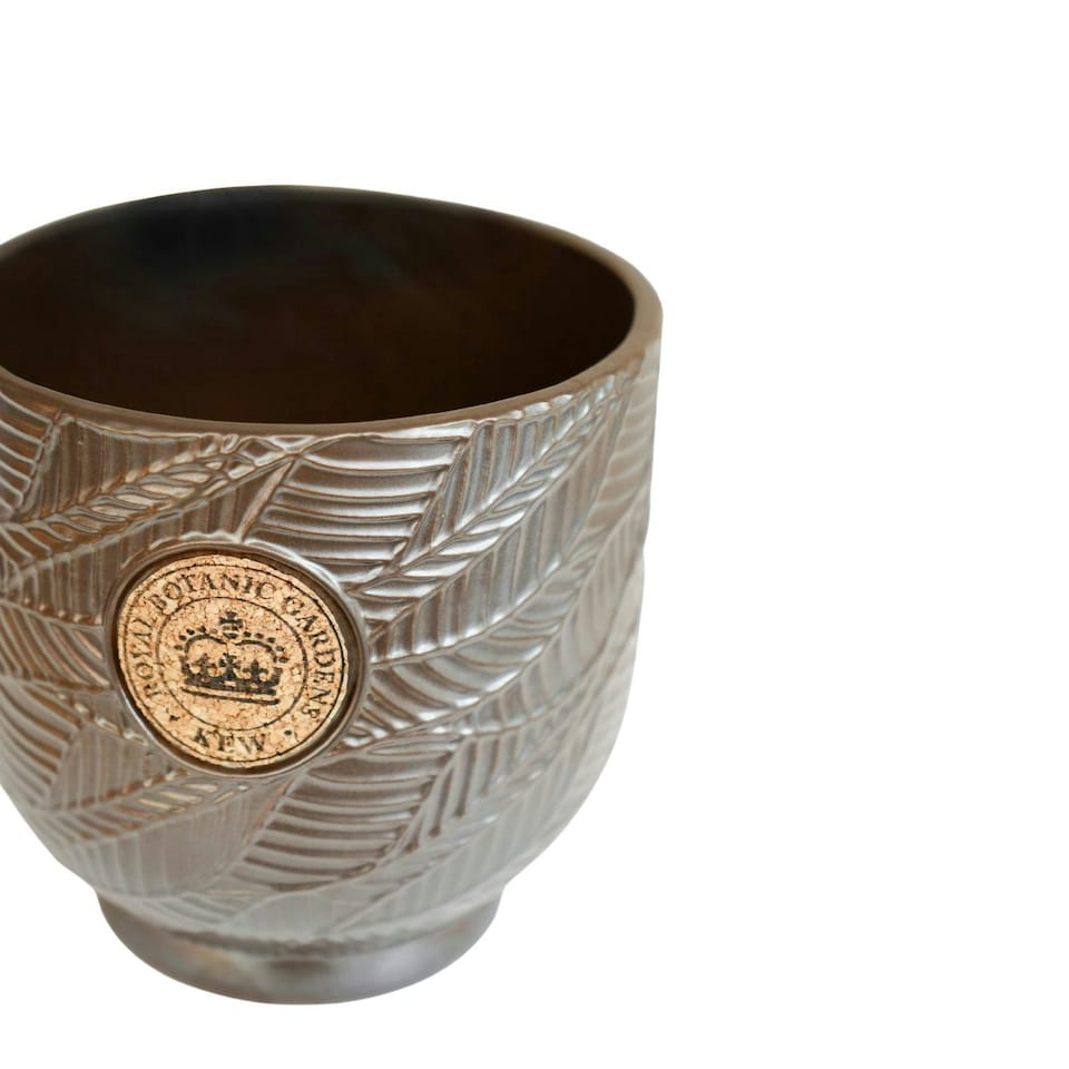 image 1 of Kew Leaf Embossed Cork Planter Black
