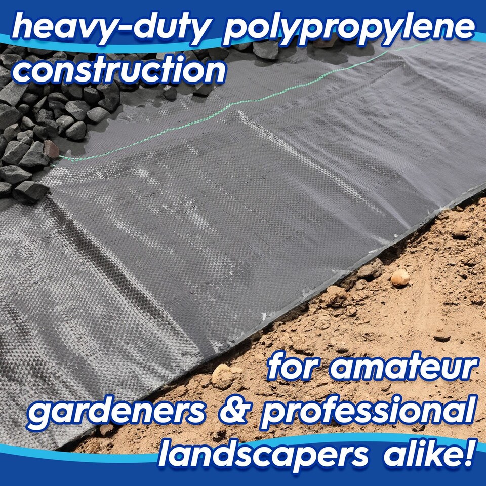 image 1 of Harbour Housewares 110gsm Weed Control Membrane Set with Pegs & Plates - 2m x 10m | Black | Black