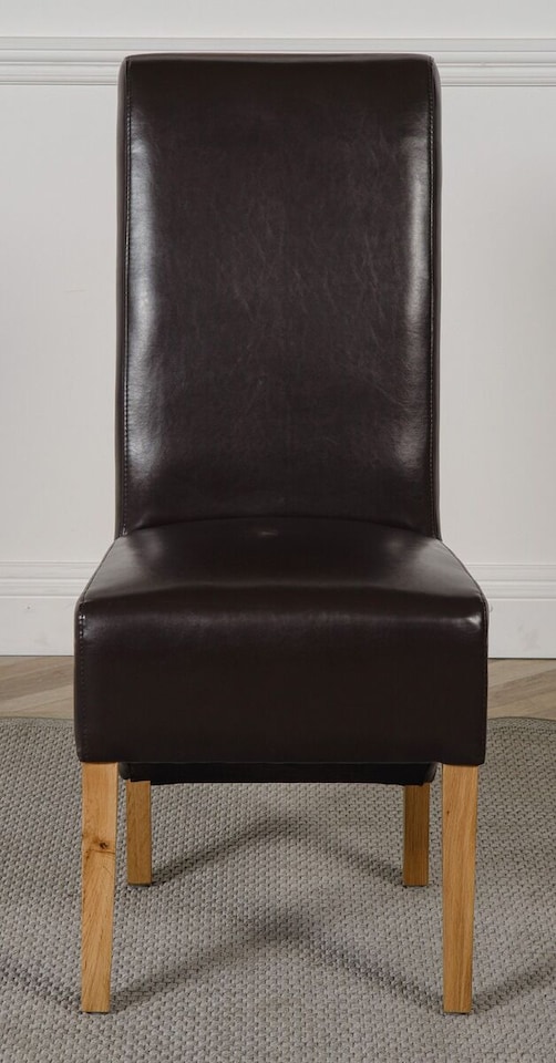image 1 of Montana Leather Dining Chairs for Dining Room or Kitchen | Brown | Brown