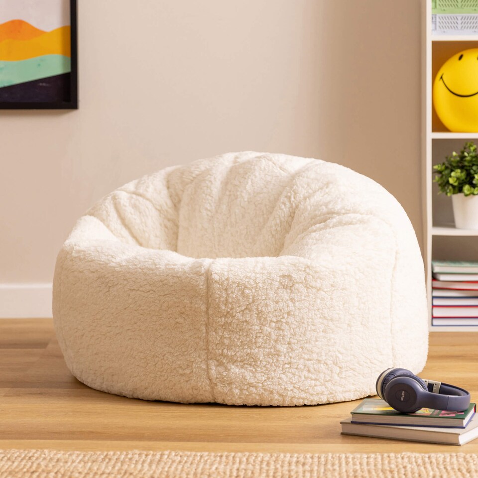 image 1 of icon Kids Kingston Teddy Fleece Classic Bean Bag, Natural, Pack of 2