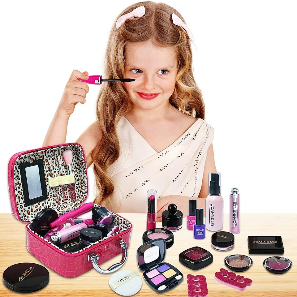 image 1 of 23-Piece Makeup Toy Set – Safe Non-Toxic Pretend Cosmetic Beauty Kit with Vanity Case