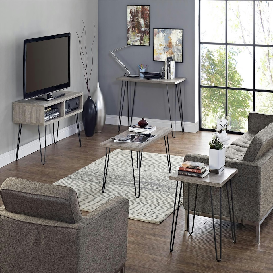 image 1 of Owen Retro End Table in Distressed Grey Oak Grey | Grey Oak
